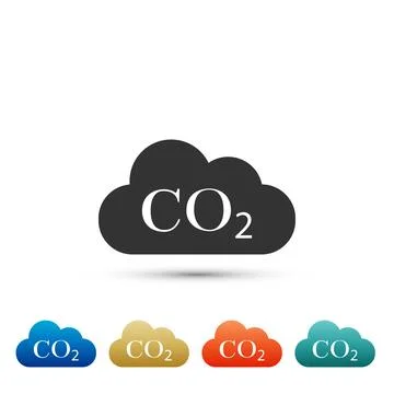 CO2 emissions in cloud icon isolated on white background. Carbon dioxide formula イラスト素材