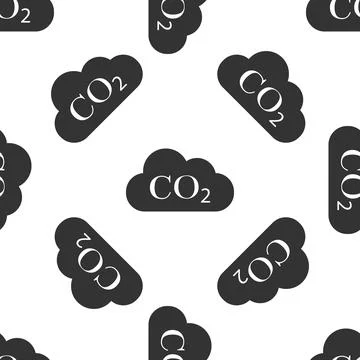 CO2 emissions in cloud icon seamless pattern on white background. Carbon dioxide イラスト素材