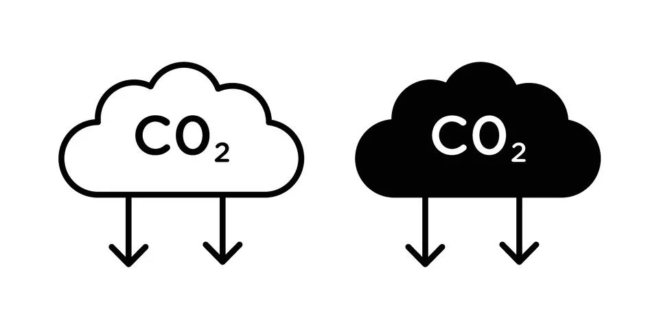 CO2 emissions icon bundle for website design projects Stock Illustration