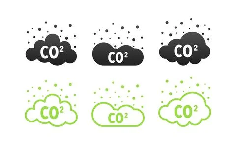 Co2 emissions icon. Carbon dioxide. Car CO2 cloud. Stock-Illustration