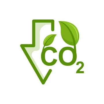 CO2 emissions icon in flat style. Cloud co2 reduction with plant leaf vecto.. Stock Illustration