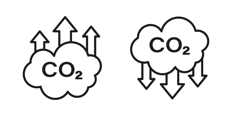 CO2 emissions icon in flat style. Cloud co2 reduction vector illustration o.. Stock Illustration