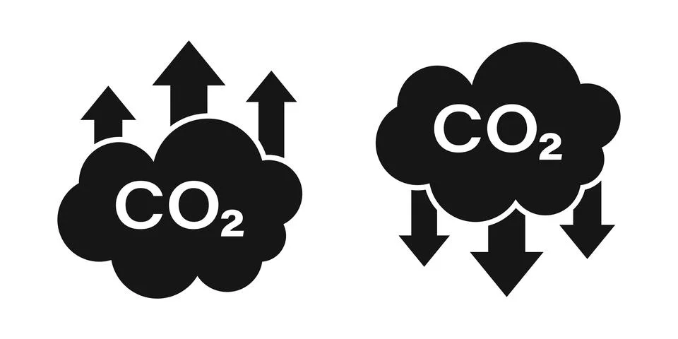 CO2 emissions icon in flat style. Cloud co2 reduction vector illustration o.. Stock Illustration