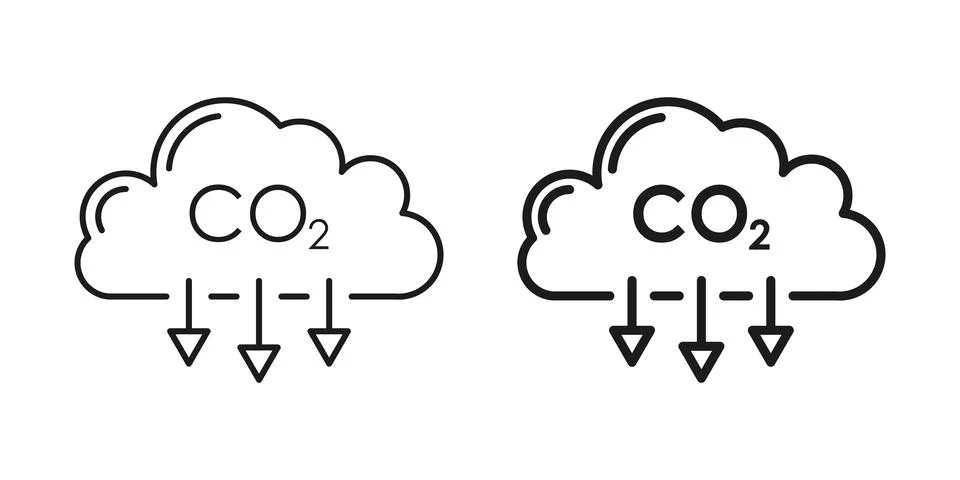 CO2 emissions icon in flat style. Cloud co2 reduction vector illustration o.. Stock Illustration