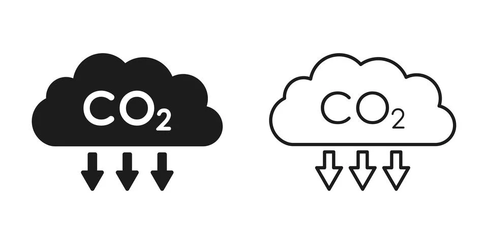 CO2 emissions icon in flat style. Cloud co2 reduction vector illustration o.. Stock Illustration