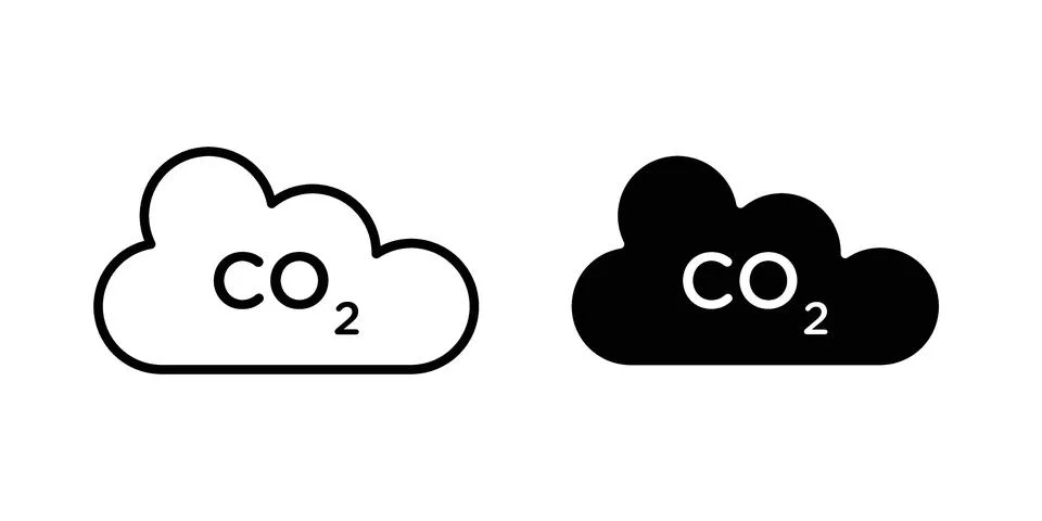 CO2 emissions icon vectors. Illustrations in black Stock Illustration