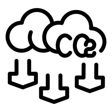 Co2 emissions reducing from cloud computing servers icon Stock Illustration
