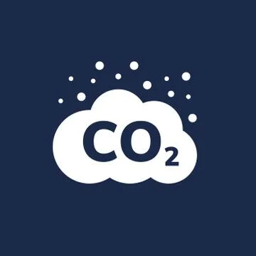 CO2 emissions vector icon. Carbon gas cloud, dioxide pollution. Global ecology Stock Illustration