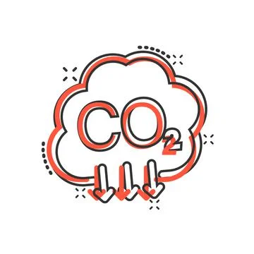 Co2 icon in comic style. Emission cartoon vector illustration on white isolat Stock Illustration
