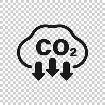 Co2 icon in flat style. Emission vector illustration on white isolated backgr Stock Illustration
