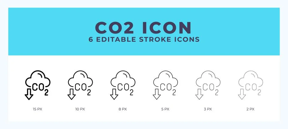 Co2 icon set with different stroke. Design elements for logo. Vector illust.. Illustrazione stock