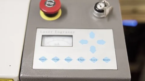 CO2 Laser Engraver control panel with buttons and analog display Stock Footage 101258450