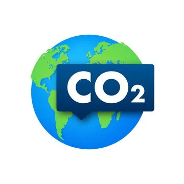 CO2 logo in flat style isolated on empty background. Flat icon on white backdrop Illustrazione stock
