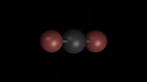 Co2 molecule 3D building and rotating on black, 4K scientific loop Vídeos de archivo 344702013