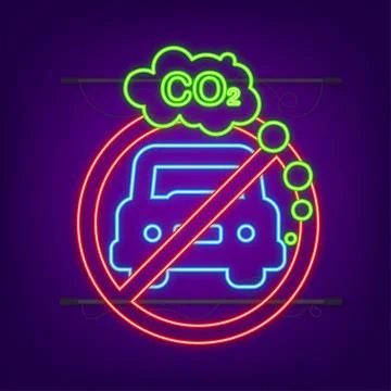 CO2 neon logo in flat style isolated on empty background. Flat icon on white Illustrazione stock
