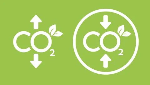 CO2 neutral icon. Carbon gas emission reduction green labels. Ecology Stock Illustration