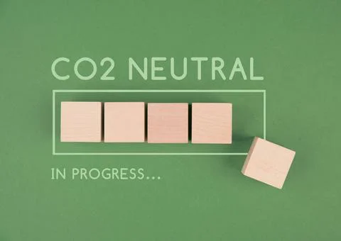 CO2 neutral in progress, loading bar for green energy, reduce carbon emiss... Stock Photos