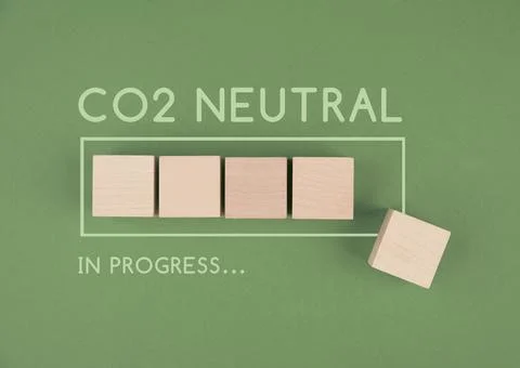 CO2 neutral in progress, loading bar for green energy, reduce carbon emission Stock Photos