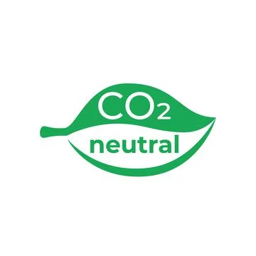 CO2 neutral sign on leaf plant, carbon emission free. Circle symbol with insc Stock Illustration
