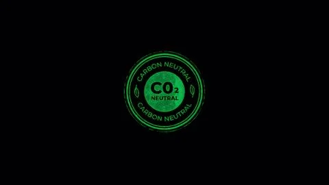 Co2 neutral stamp 3D animation, ecology, environment, carbon emissions reduction Stock Illustration