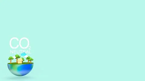 Co2 neutral  text and earth for ecology concept 3d rendering Stock Illustration