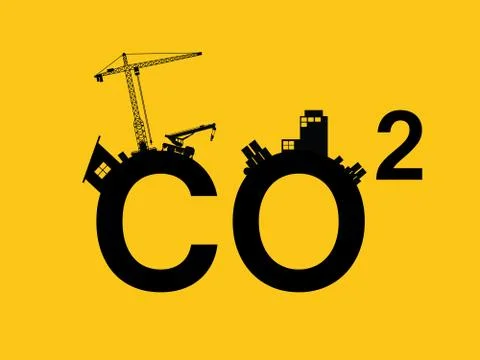 Co2 pollution illustrated in text Stock Illustration