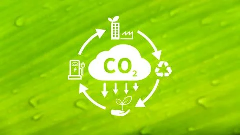 CO2 reducing icon with circular for decrease CO2 , carbon footprint and car.. Stock Photos