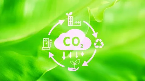 CO2 reducing icon with circular for decrease CO2 , carbon footprint and car.. Stock Photos