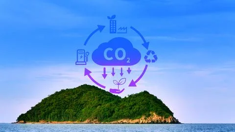 CO2 reducing icon with circular for decrease CO2 , carbon footprint and car.. Stock Photos