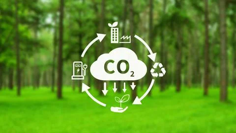 CO2 reducing icon with circular for decrease CO2 , carbon footprint and car.. Stock Photos
