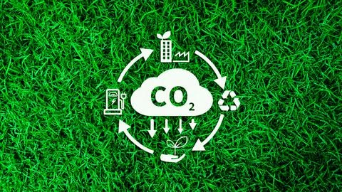 CO2 reducing icon with circular for decrease CO2 , carbon footprint and car.. Stock Photos