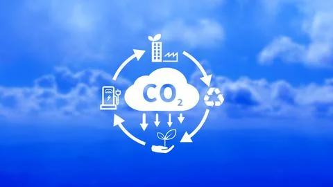 CO2 reducing icon with circular for decrease CO2 , carbon footprint and car.. Stock Photos