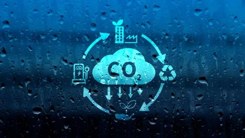CO2 reducing icon with circular for decrease CO2 , carbon footprint and car.. Stock Photos