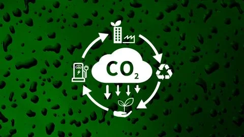 CO2 reducing icon with circular for decrease CO2 , carbon footprint and car.. Stock Photos