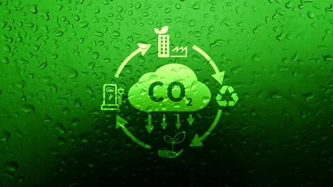CO2 reducing icon with circular for decrease CO2 , carbon footprint and car.. Stock Photos