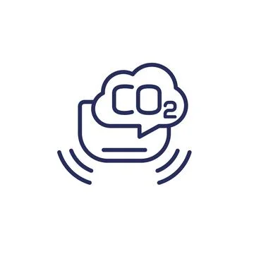 Co2 sensor line icon, carbon dioxide alarm vector 스톡 일러스트