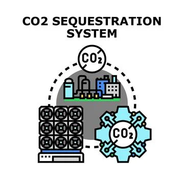 Co2 sequestration system managing carbon capture technology Ilustración de archivo