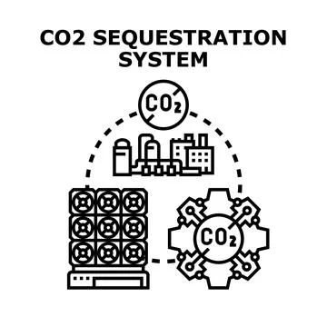 Co2 sequestration system managing carbon capture technology Stock Illustration
