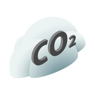 CO2 sign in a cloud icon, isometric 3d style Stock Illustration