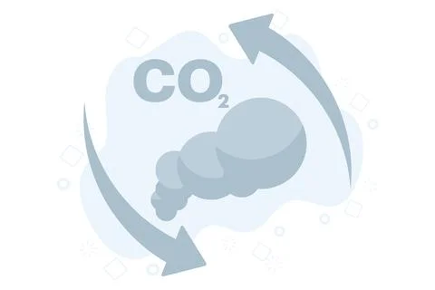 CO2 smoke concept. Up Down Arrow Illustration of Cloud Carbon Dioxide Emissions. Illustrazione stock