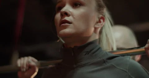 Coach and trainee training with barbell in gym Stock Footage 272372368