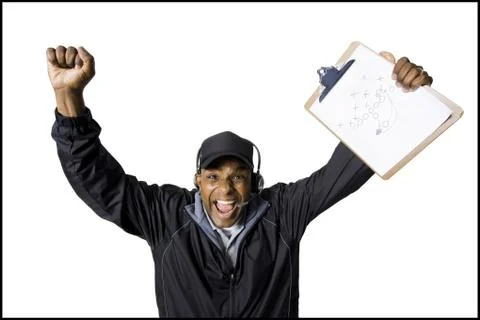 Coach cheering Foto stock