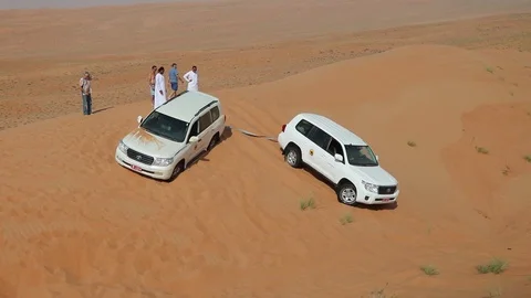 Coach encased in the desert of Oman Stock Footage 99921045