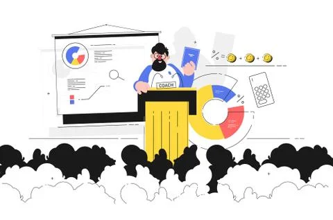 Coach giving lecture Stock Illustration