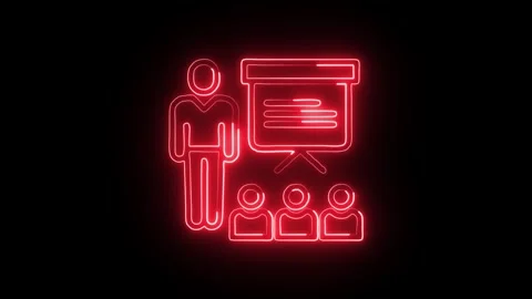 Coach Icon Isolated on Black Background, Training Guidance Neon Line Animat.. Vidéo 323731277