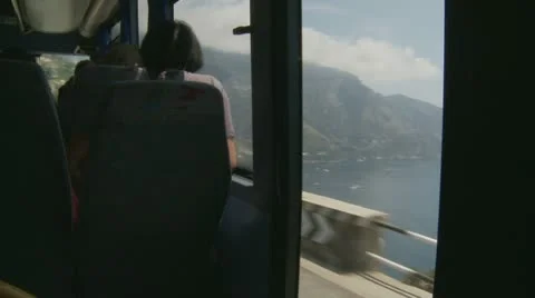 Coach ride along Amalfi coast Stock Footage
