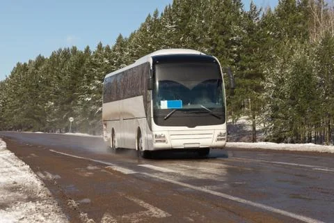 Coach on the road Foto stock