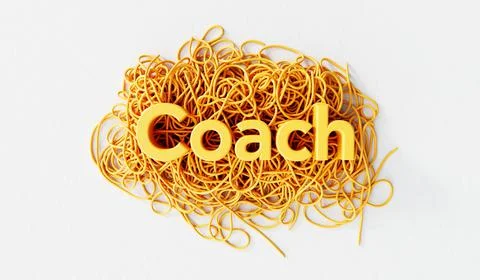 Coach word on a tangled pile of string. mental health and personal development イラスト素材