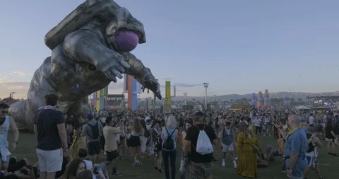 Coachella 8 Giant Astronaut Stock Footage