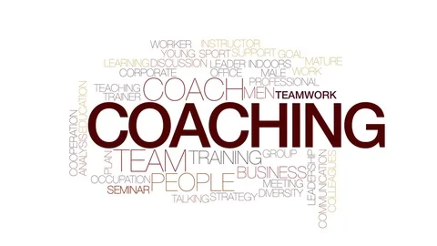 Coaching animated word cloud, text design animation. Kinetic typography. Stock Footage 74069574